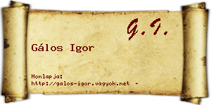 Gálos Igor névjegykártya
